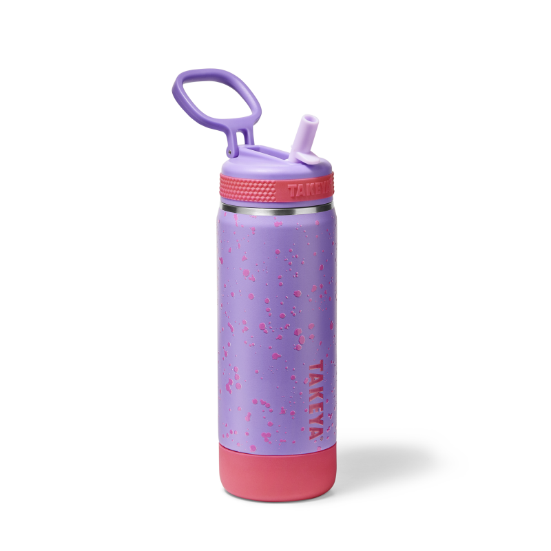 Glow In The Dark Sport Kids Water Bottle Confetti With Straw Lid